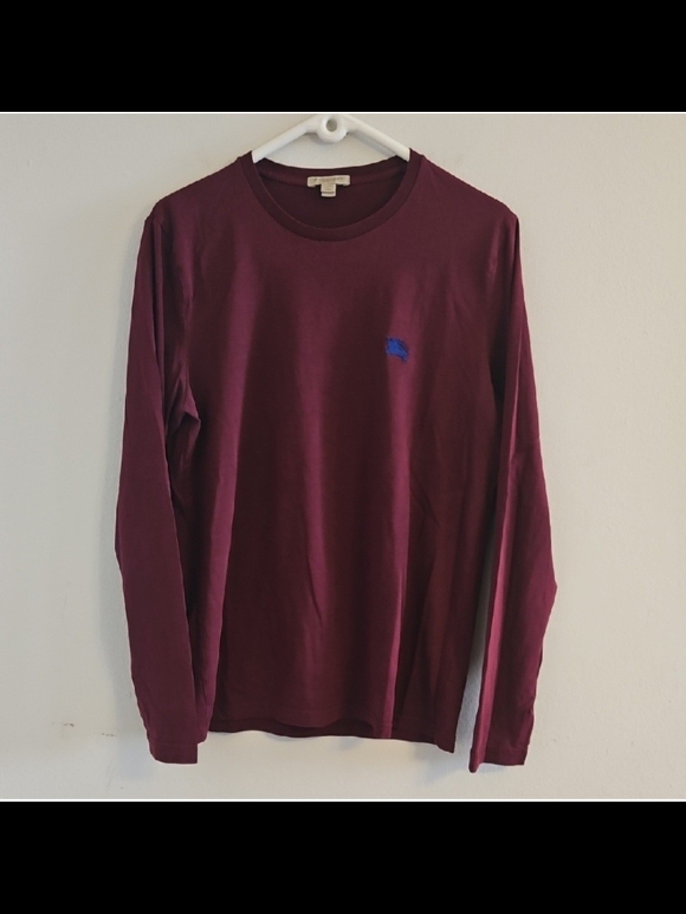 Burberry Men's Long-Sleeve Crewneck Shirt - Burgundy